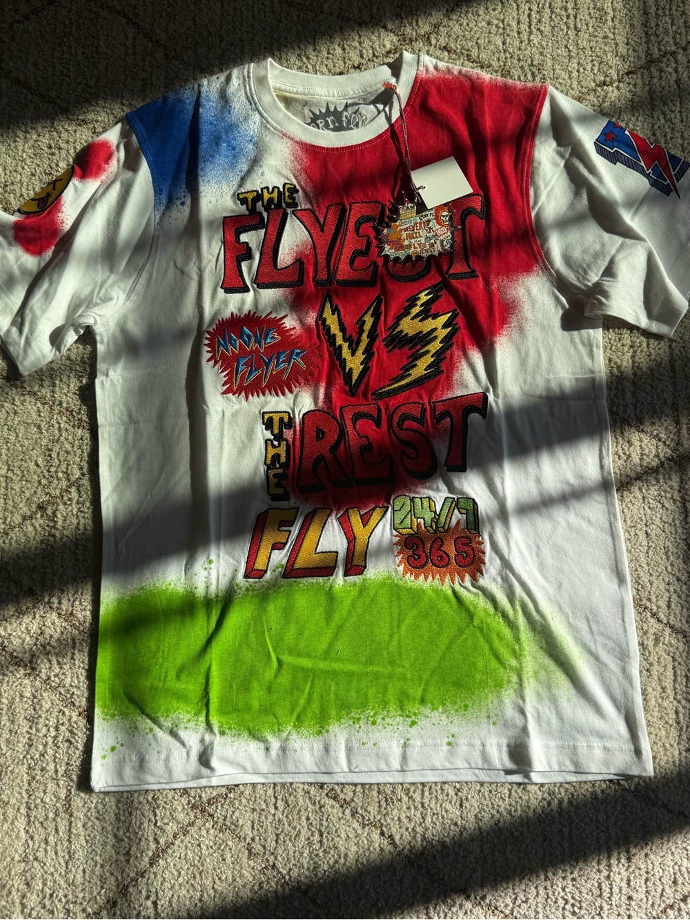 Born Fly The Flyest Airbrush Embroidered Graphic T-Shirt Men’s M NWT